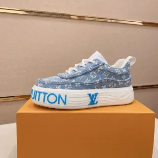 Louis Vuitton LV Trainer Blue White Denim Monogram Upper Platform Sole Lifestyle Sneakers — Louis Vuitton Lifestyle Sneakers photo from the Yupoo catalog