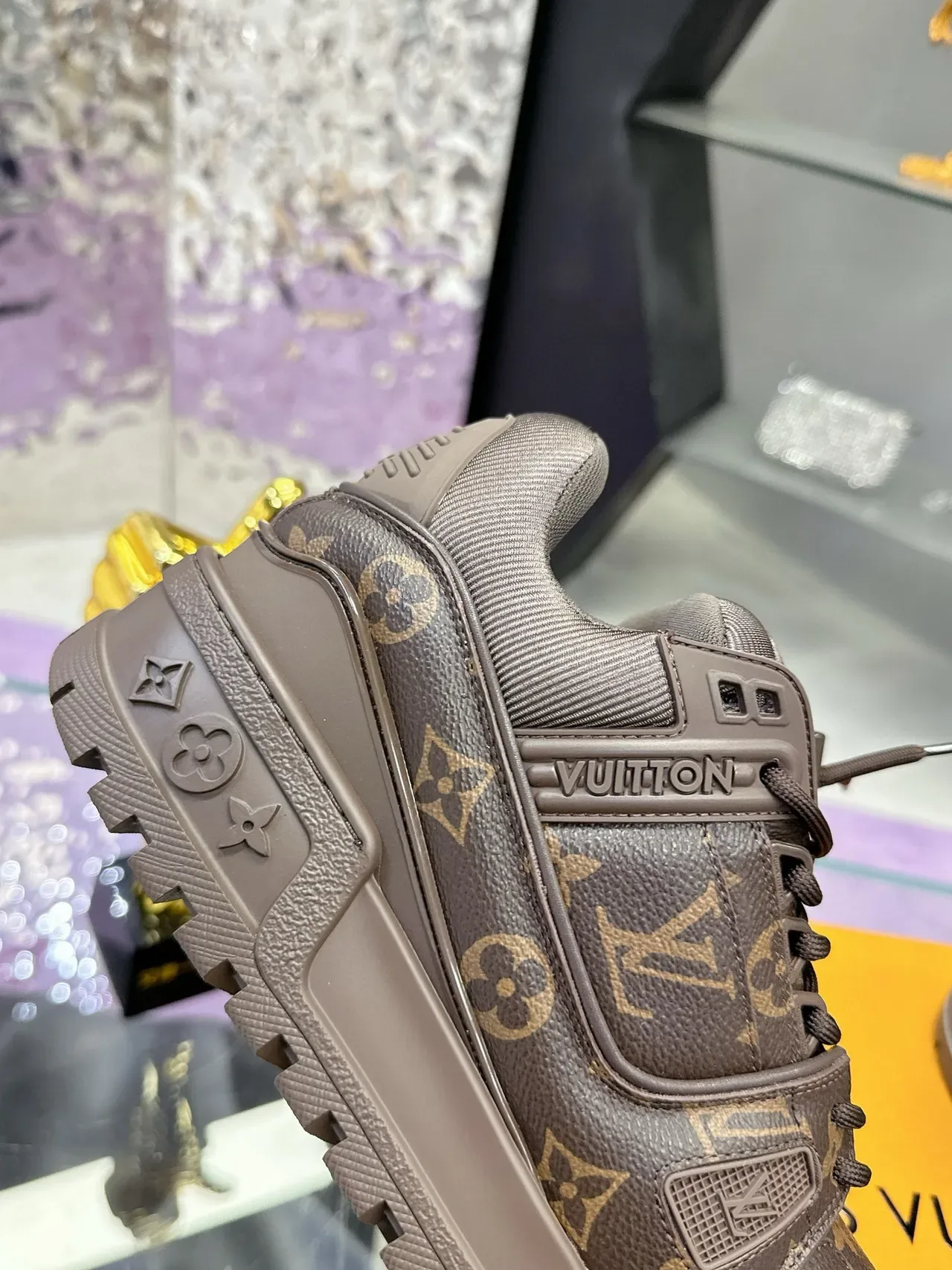 Louis Vuitton LV Trainer Brown Gold Monogram Canvas Chunky Platform Sole Lifestyle Sneakers 7