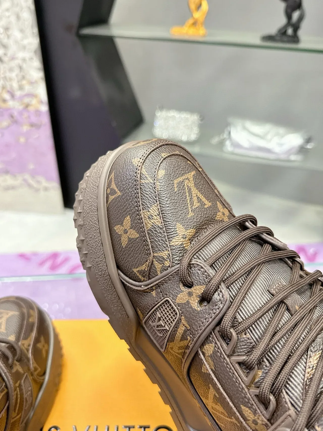 Louis Vuitton LV Trainer Brown Gold Monogram Canvas Chunky Platform Sole Lifestyle Sneakers 8