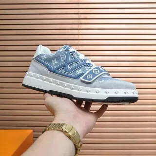 Louis Vuitton LV Trainer Monogram Denim Azul Cinza Lifestyle Sneakers