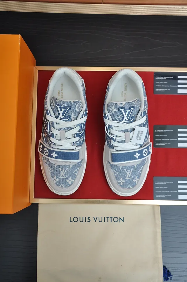 Louis Vuitton LV Trainer Monogram Denim Bleu Gris Lifestyle Sneakers 5