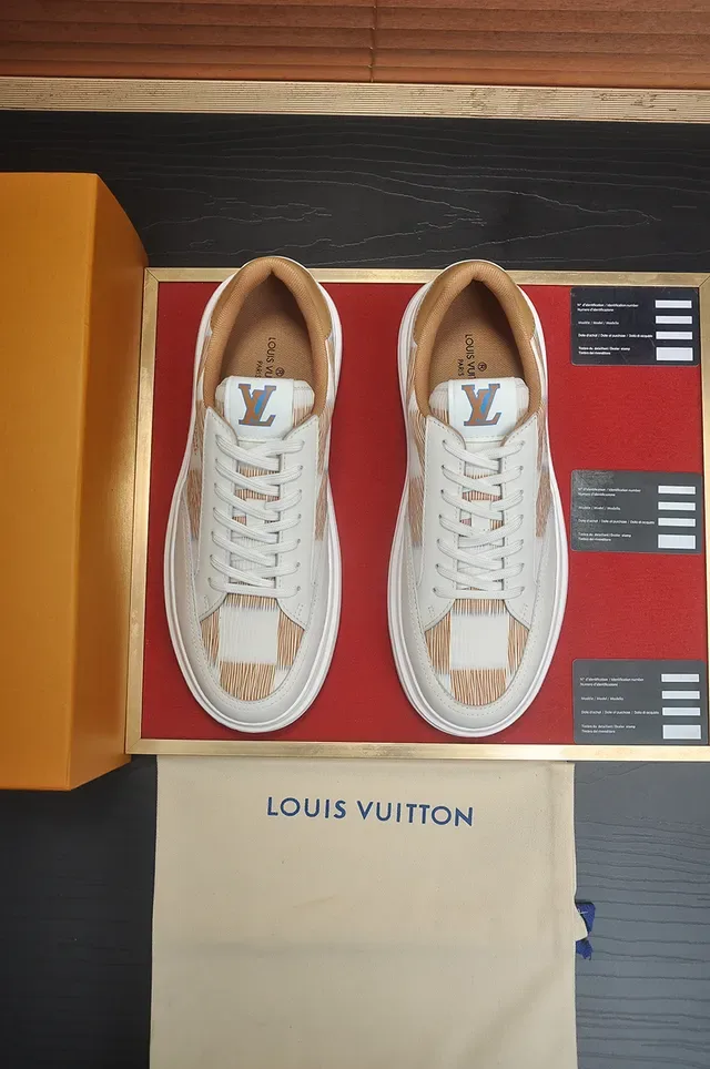 Louis Vuitton LV Trainer White and Beige Checkered Lifestyle Sneakers 5
