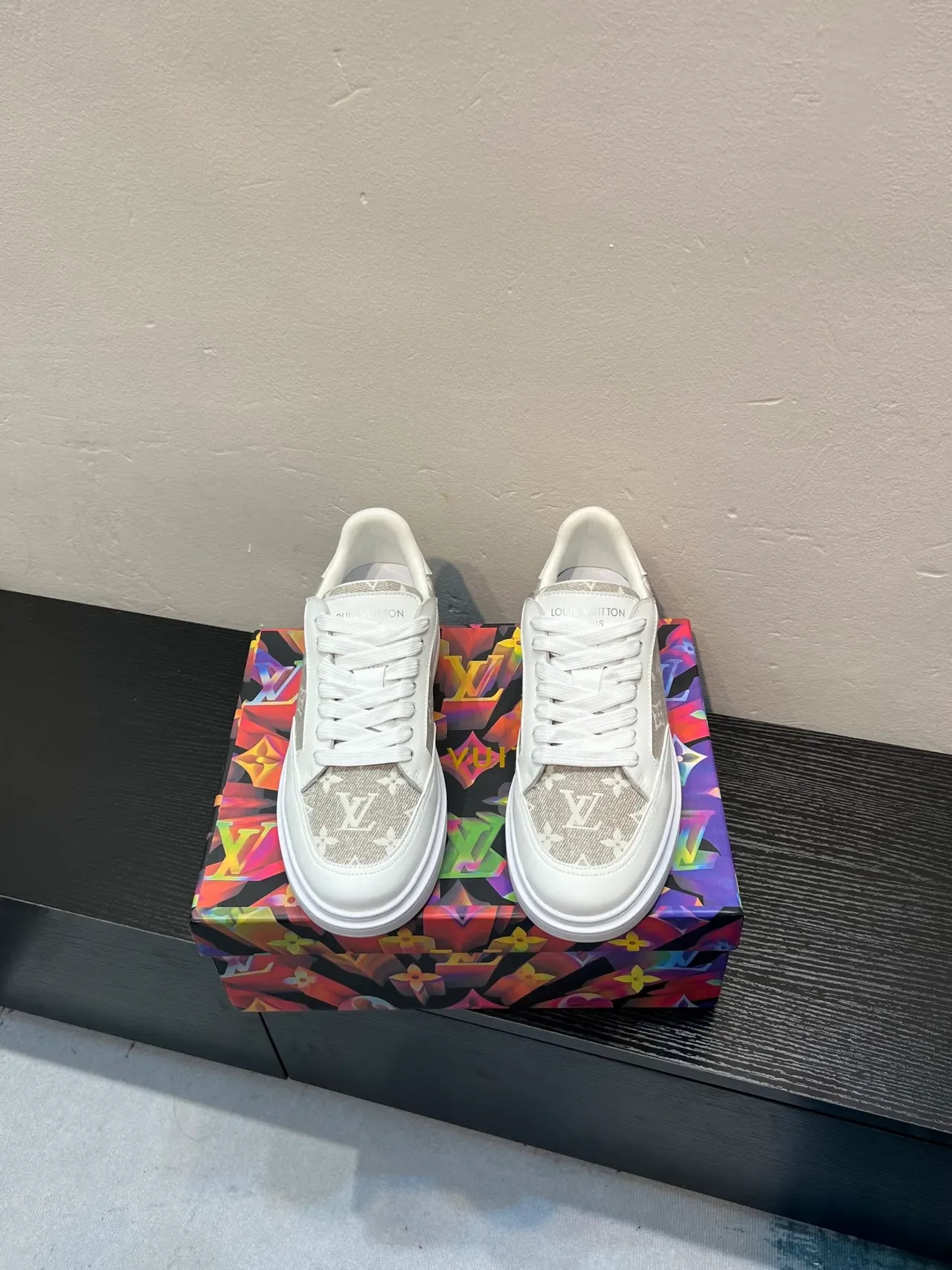 Louis Vuitton LV Trainer White Beige Monogram-Print Upper Platform Sole Lifestyle Sneakers 2