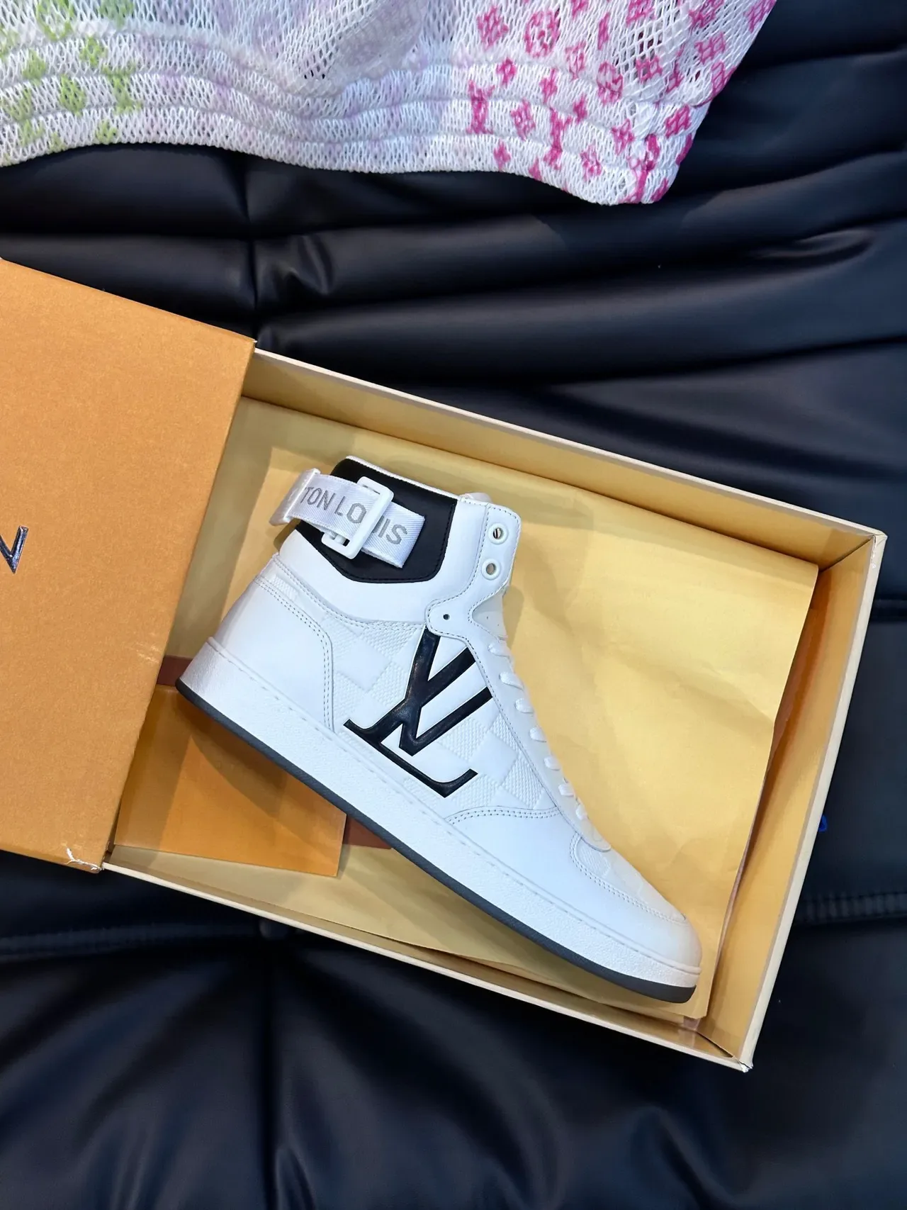 Louis Vuitton LV Trainer Blanc Noir Haut Damier Check Pattern Chaussures Lifestyle 3