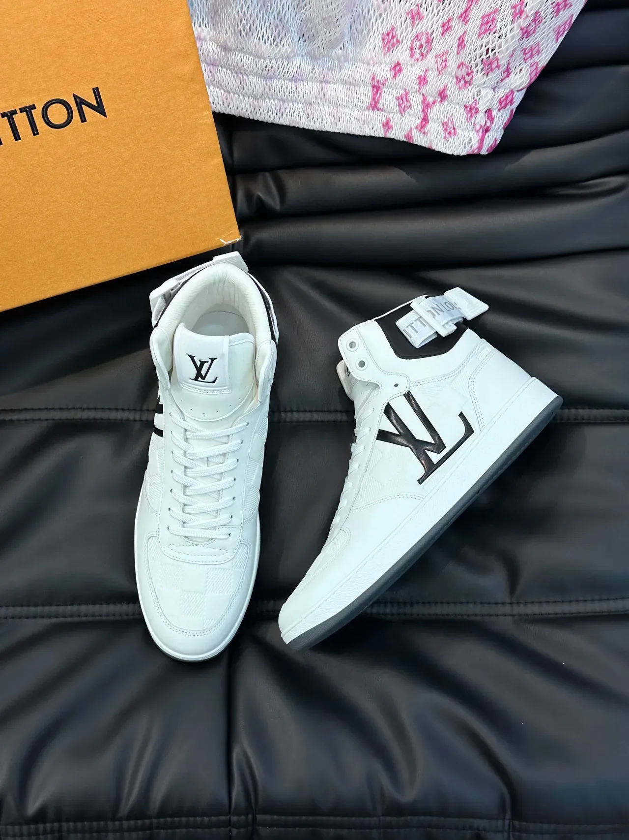 Louis Vuitton LV Trainer Blanc Noir Haut Damier Check Pattern Chaussures Lifestyle 8