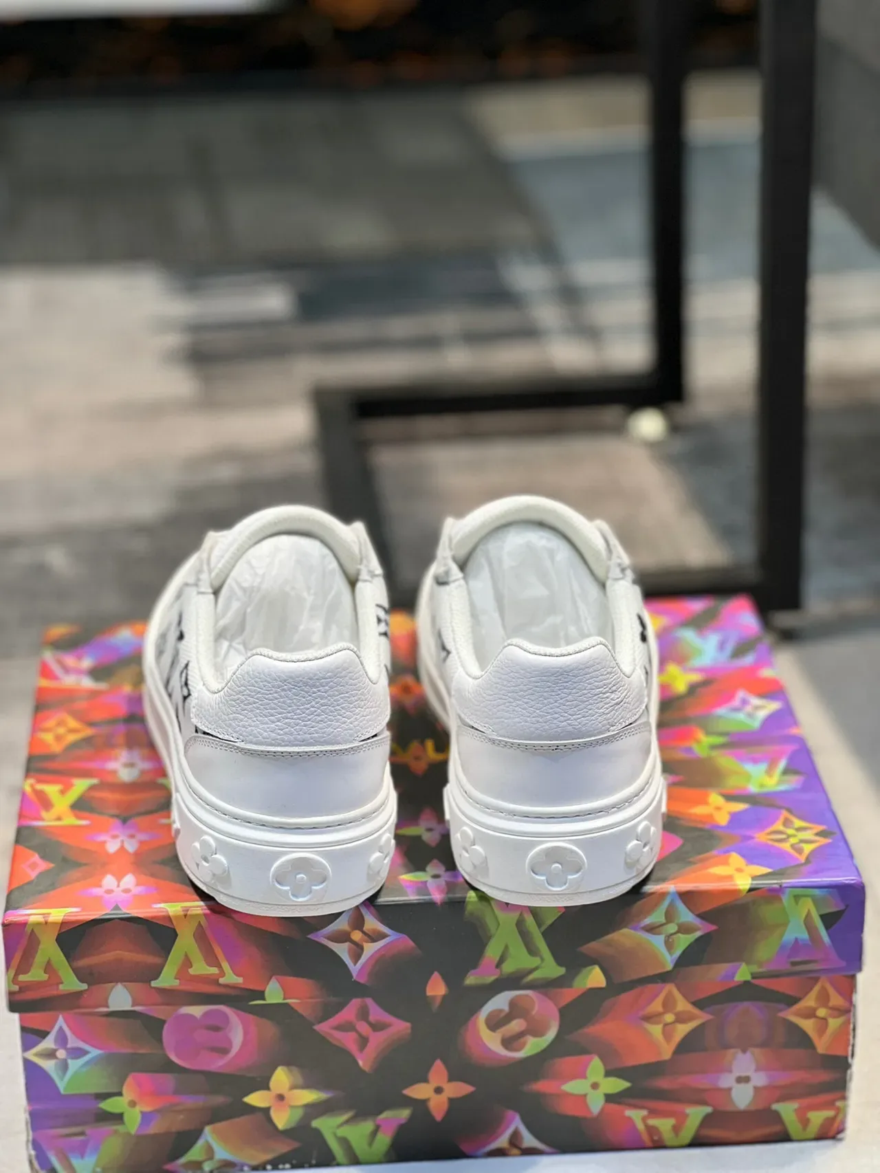 Louis Vuitton LV Trainer White Black Monogrammed Canvas Platform Sole Lifestyle Sneakers 2