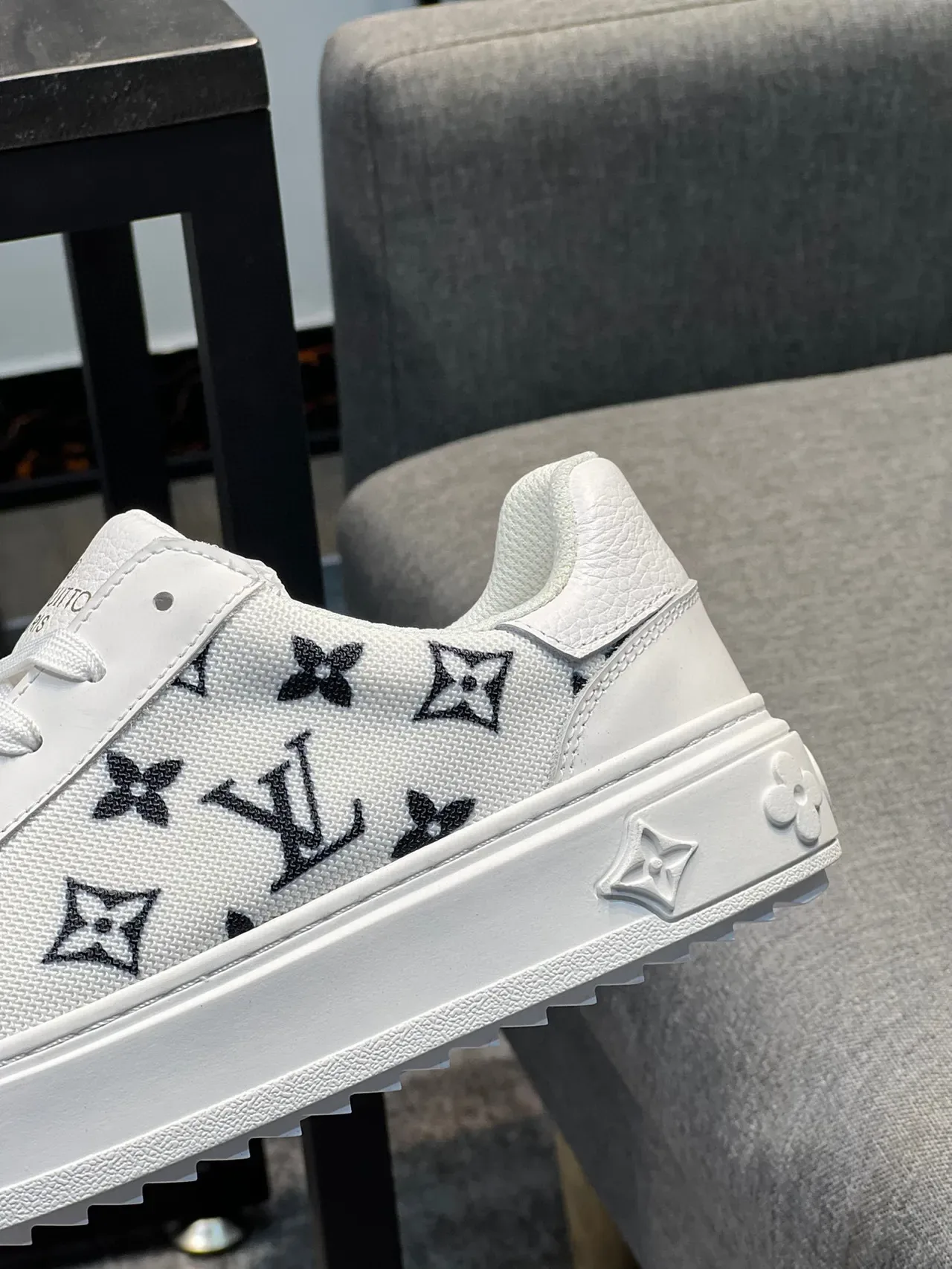 Louis Vuitton LV Trainer White Black Monogrammed Canvas Platform Sole Lifestyle Sneakers 8