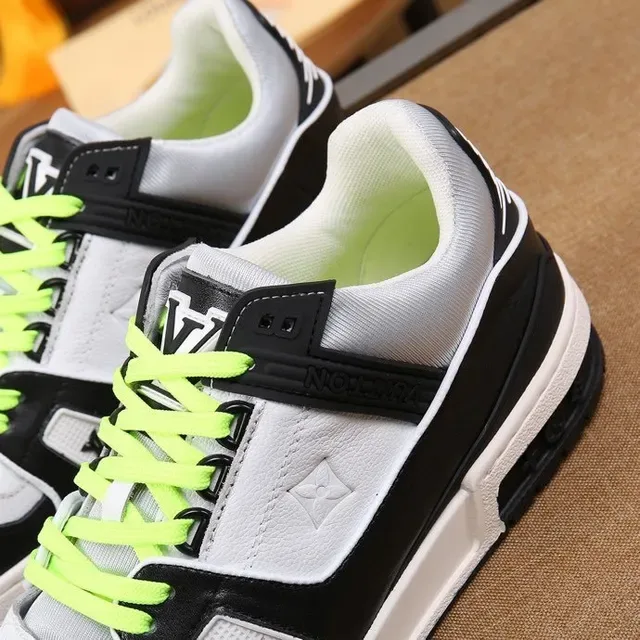 Louis Vuitton LV Trainer White Black Panelled Leather-and-Mesh Upper Lifestyle Sneakers 2