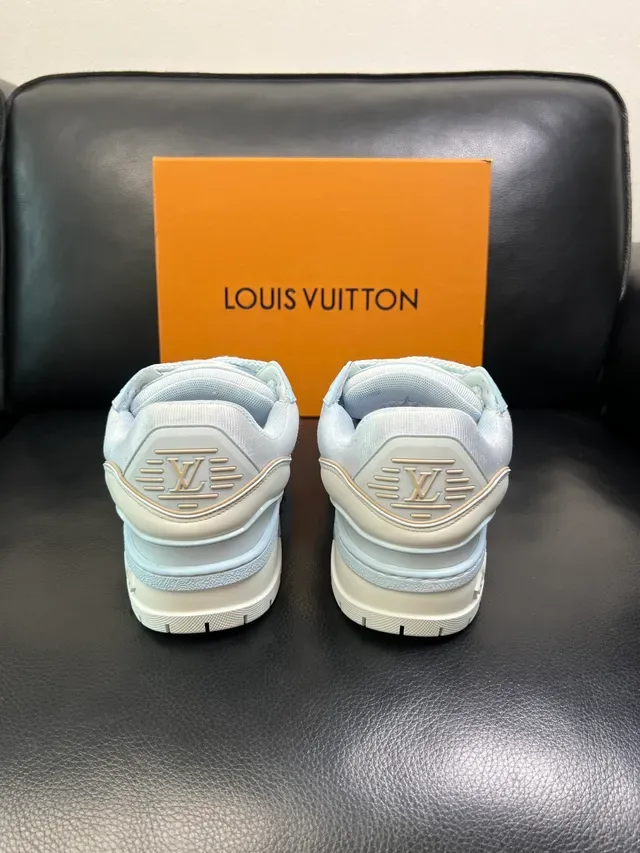 Louis Vuitton LV Trainer White Blue Chunky Layered Sole Dual Strap Overlay Lifestyle Sneakers 3