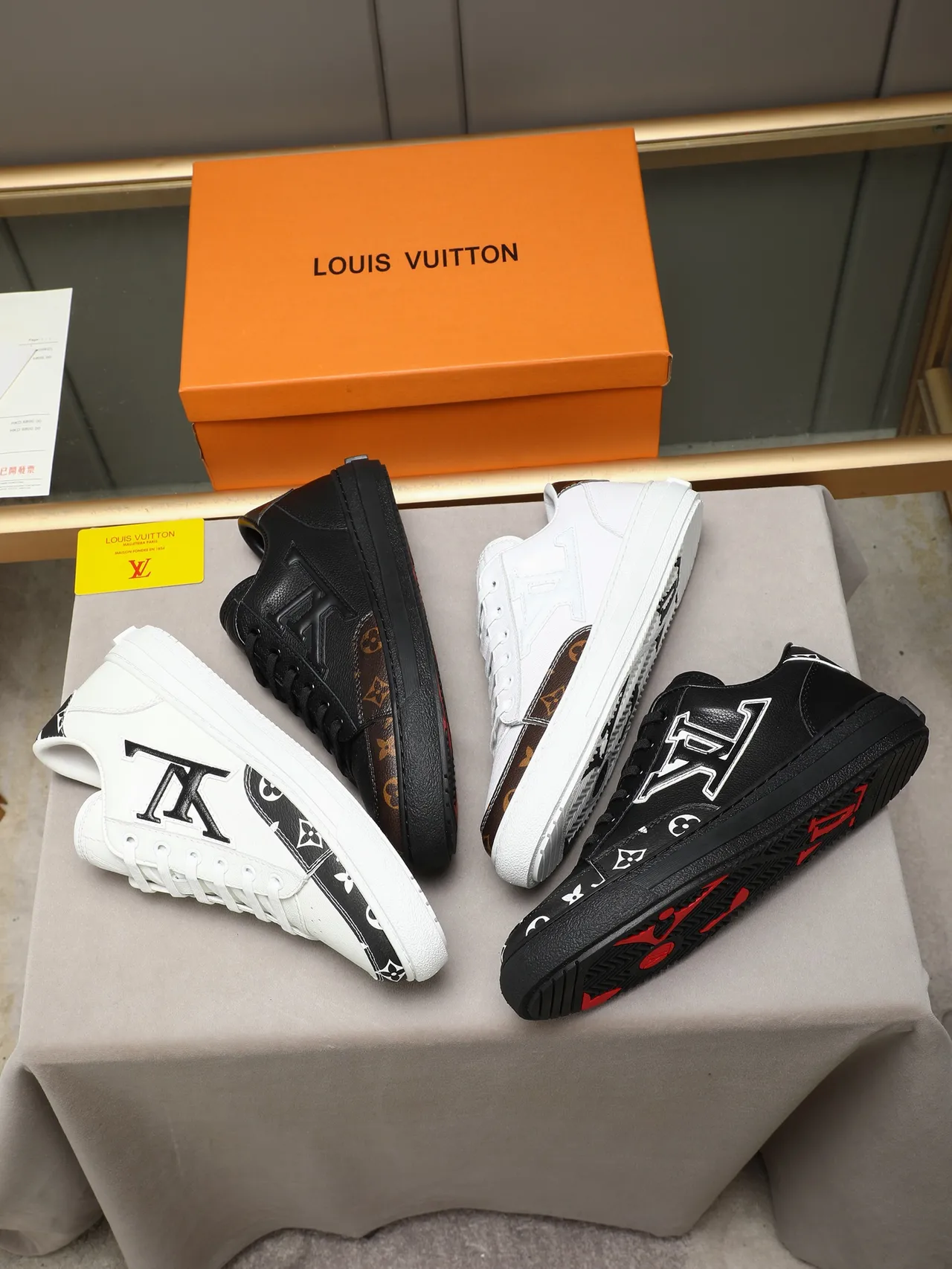 Louis Vuitton LV Trainer White Brown Leather Upper Monogram Canvas Toe And Heel Lifestyle Sneakers 2