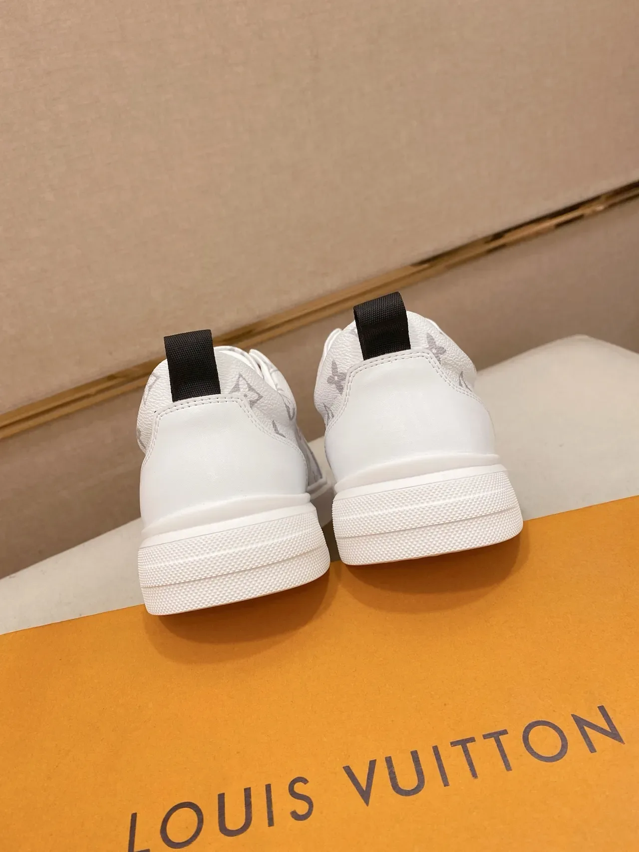 Louis Vuitton LV Trainer White Gray Monogram Canvas Side Panel Embossed Logo Lifestyle Sneakers 3