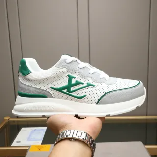 Louis Vuitton LV Trainer Tênis Lifestyle Branco Verde Couro Perfurado Upper Sola Emboss