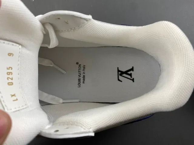 Louis Vuitton LV Trainer White Navy Monogrammed Panels Leather Upper Lifestyle Sneakers 7