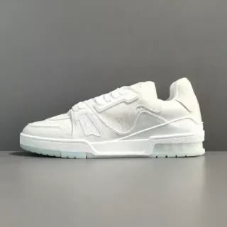 Louis Vuitton LV Trainer Blancas Transparente Monogrammed Textil Superior Capas Cuero Superpuestas Sneakers Lifestyle
