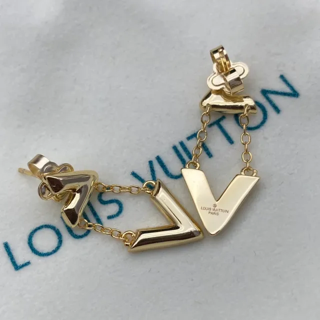 Louis Vuitton LV Volt Rose Gold Geometric Chain Dangle Earrings 4