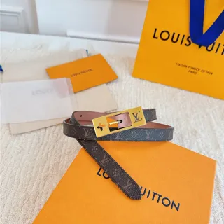 Louis Vuitton मोनोग्राम कैनवास गोल्ड-टोन बकल लेदर बेल्ट