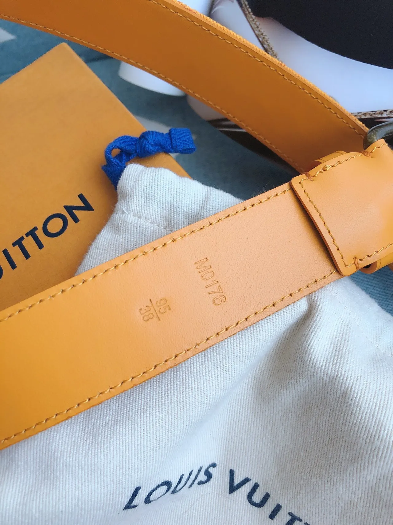 Louis Vuitton Monogram Canvas पीला चमड़ा बेल्ट 5