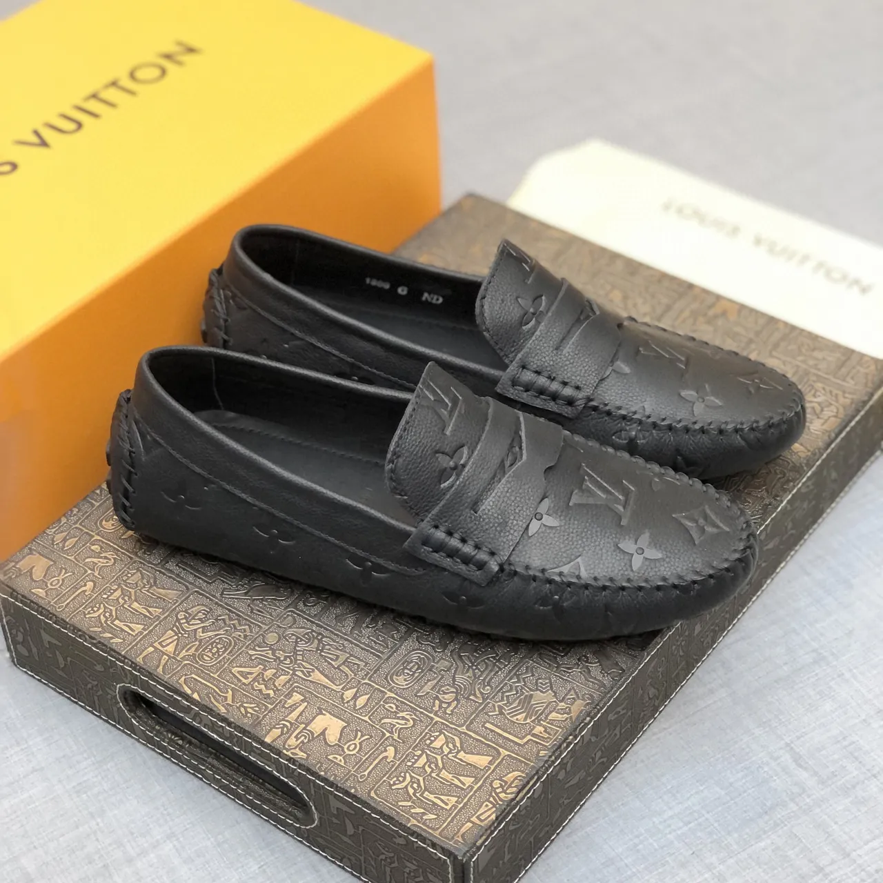 Louis Vuitton Monogram Embossed Leather Penny Loafers 7