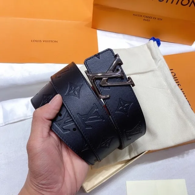 Louis Vuitton Monogram Embossed Navy Leather Belt 6