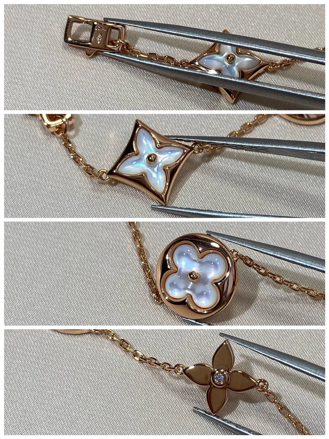 سوار Louis Vuitton Monogram زهرة ذهب وردي وأبيض مادر أوف بيرل 2
