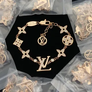 Louis Vuitton Monogram Flowers Rose Gold-Tone Crystal Pavé Bracelet