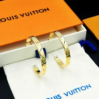 Louis Vuitton Monogram أقراط ذهبية دائرية
