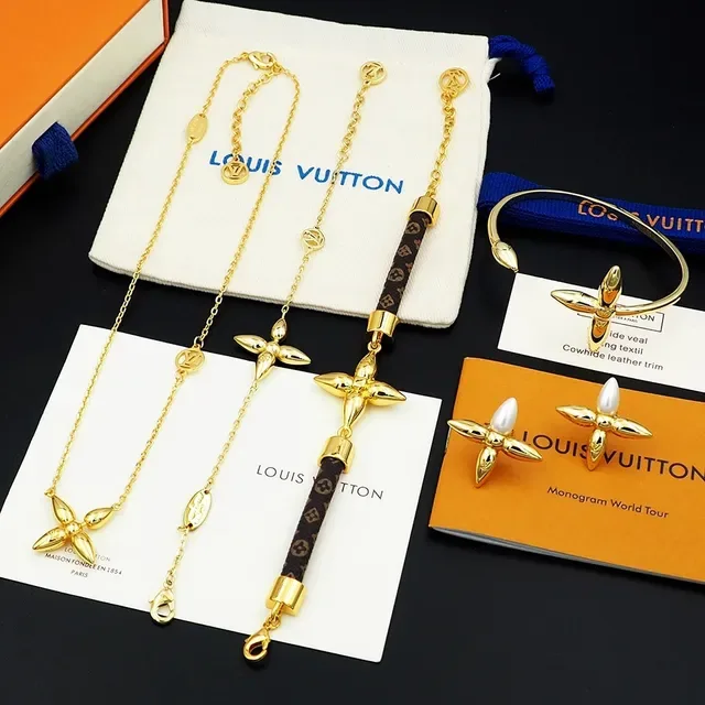 Louis Vuitton Monogram Leather-Wrapped Gold-Tone Hoop Earrings 2