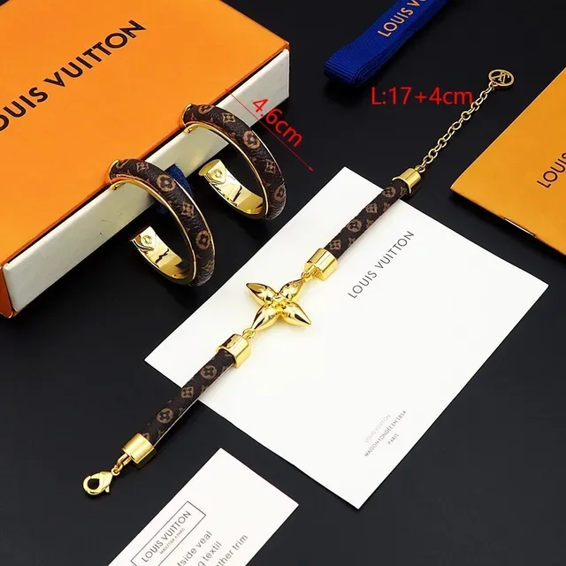 Louis Vuitton Monogram Leather-Wrapped Gold-Tone Hoop Earrings 4