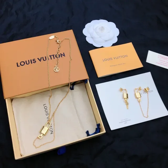 Louis Vuitton Monogram Lock and Key Gold-Tone Earrings 2