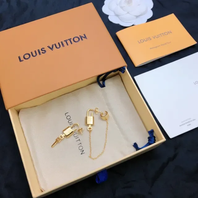 Louis Vuitton Monogram Lock and Key Gold-Tone Earrings 4