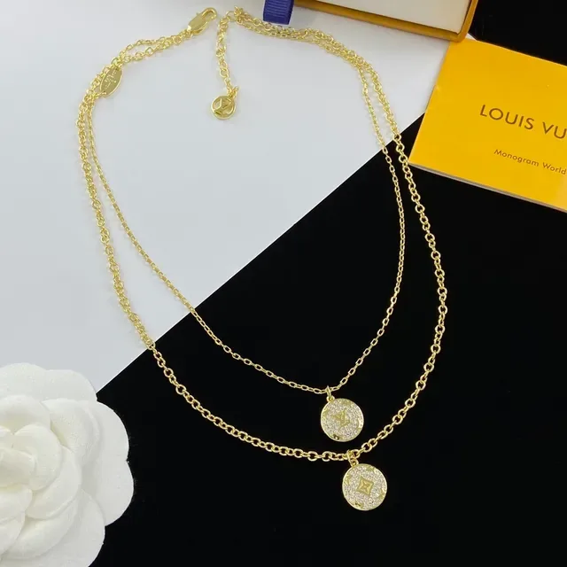 Louis Vuitton Monogram Pave Double-Layer Gold-Tone Chain Necklace 5