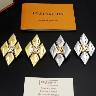 Louis Vuitton Monogram World Tour Diamond-Shaped Metallic Brooches