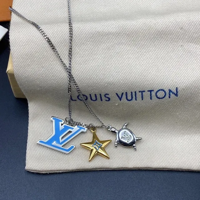 Louis Vuitton Multi-Pendant Silver Gold Chain Necklace 2