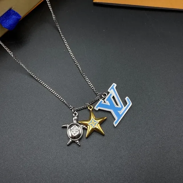 Louis Vuitton Multi-Pendant Silver Gold Chain Necklace 7