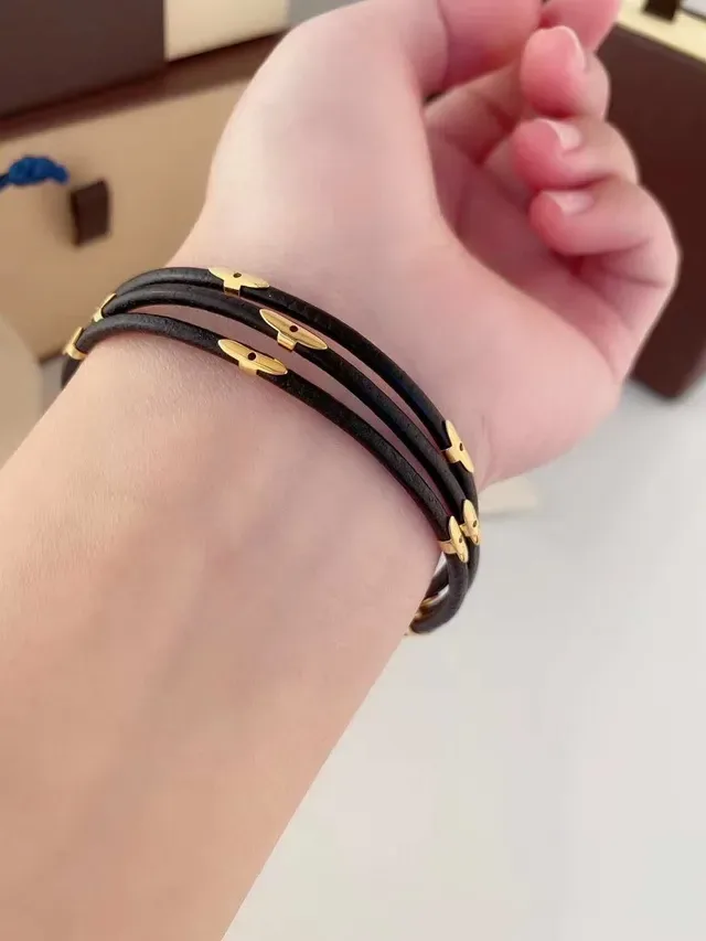 Louis Vuitton Multi-Wrap Black Cord and Gold-Tone Bracelet 2