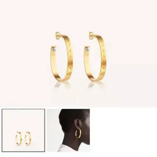 Louis Vuitton Nanogram أقراط أذن منقوشة بلون ذهبي