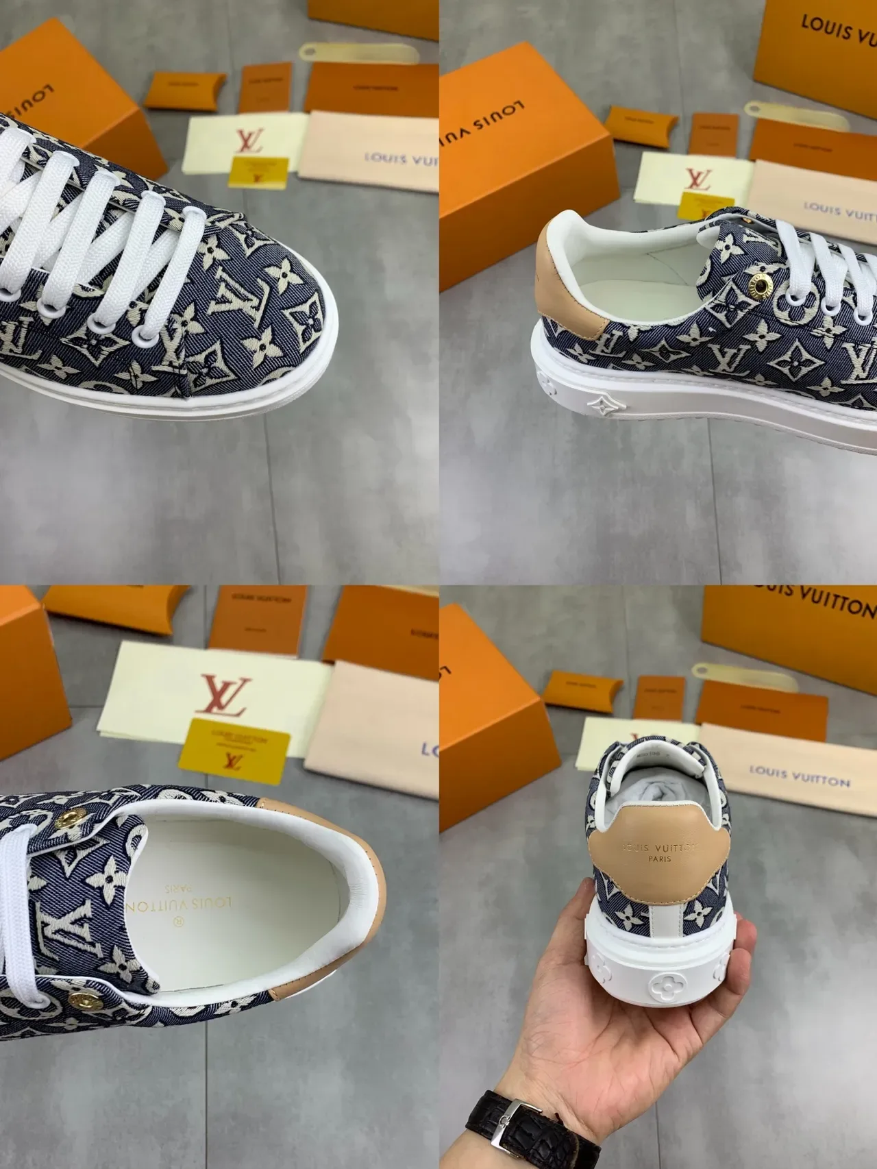 路易威登 海军蓝米色 Monogram 帆布 平台鞋底 生活方式运动鞋 2