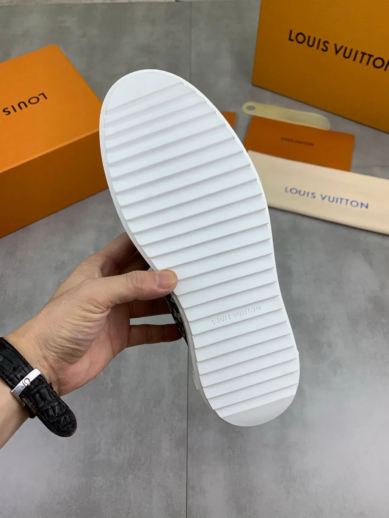路易威登 海军蓝米色 Monogram 帆布 平台鞋底 生活方式运动鞋 3
