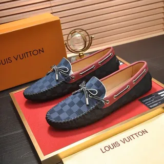 Louis Vuitton নেভি লাল Damier চেক প্যাটার্ন সজাভ্য বাউ टाई लोअफर