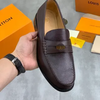 Louis Vuitton Penny Loafer Marrón Cuero Texturizado