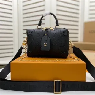 Louis Vuitton Petite Malle Black Monogram Canvas Boston Bag