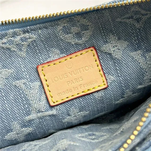 Louis Vuitton Pochette Metis Blue Gold Denim Monogram Strap Chain Bag 4