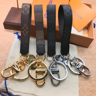 Louis Vuitton Porte-Clefs भूरा काला पट्टा शैली मोनोग्राम कैनवास हैंडबैग