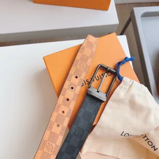 Louis Vuitton दो तरफा बेल्ट भूरा काला Damier Infini चमड़े का बेल्ट