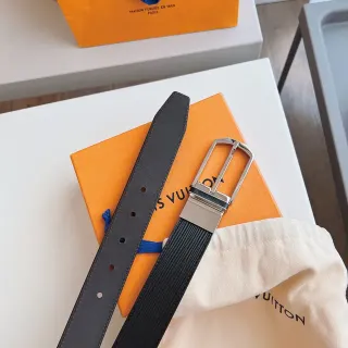 Louis Vuitton दो तरफा Epi काला चांदी खुरदुरा चमड़े की पट्टा