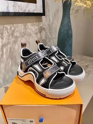 Louis Vuitton Run Away Black and White Gladiator Sandals 4