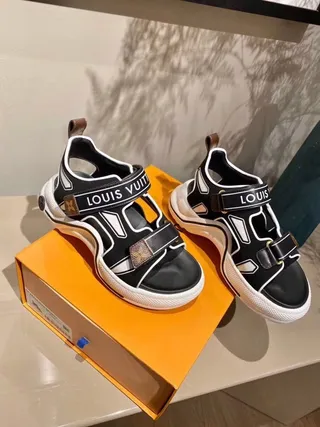 Louis Vuitton Run Away Black and White Gladiator Sandals 7