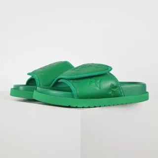 Louis Vuitton Run Away Slide Green Monogram Leather Slippers