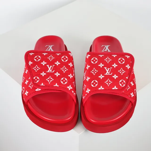 Louis Vuitton Run Away Slide Red Monogram Slippers 8