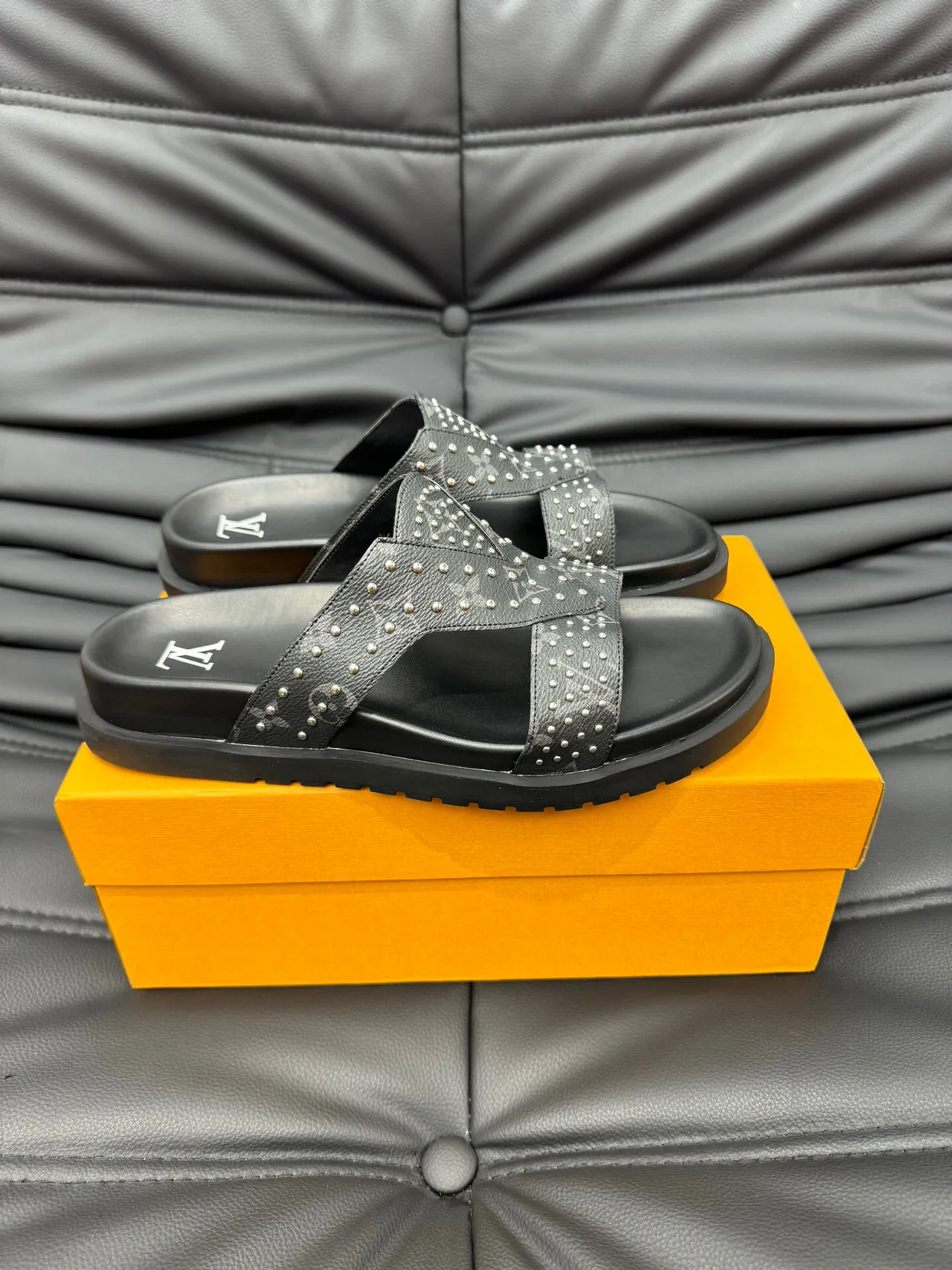 Louis Vuitton Run Away Studded Monogram Black Casual Sandals 4